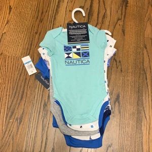 NWT 5 Pack of Nautica Baby Bodysuits Onesies, 6-9 Months